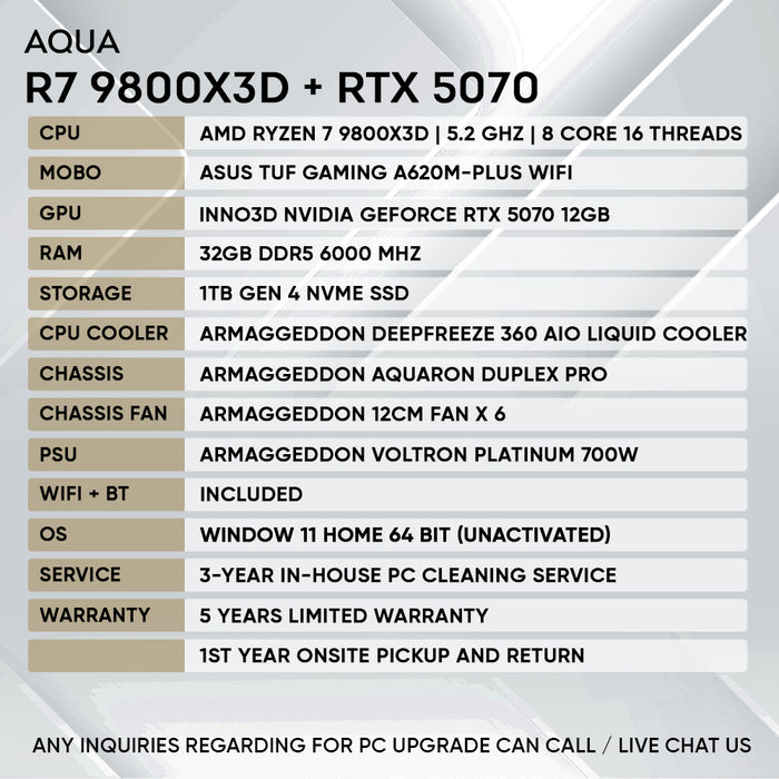 RYZEN 7 9800X3D + RTX 5070
