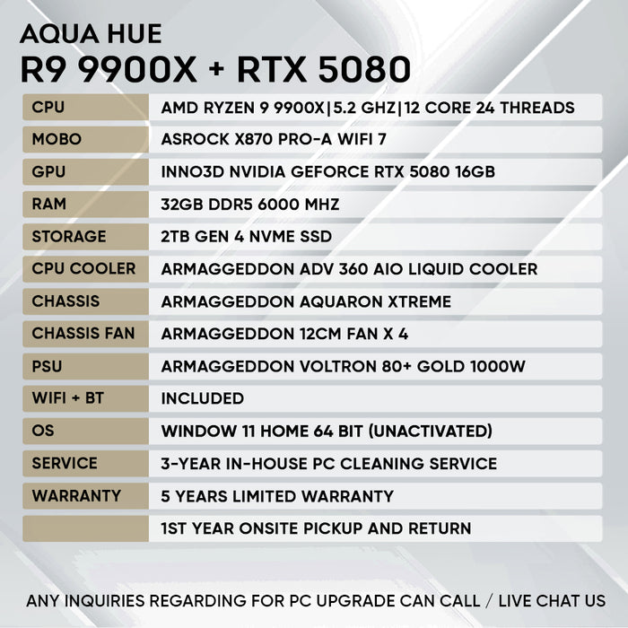 Armaggeddon High-End Gaming PC – AMD Ryzen 9 9900X + RTX 5080 | Extreme Performance Build