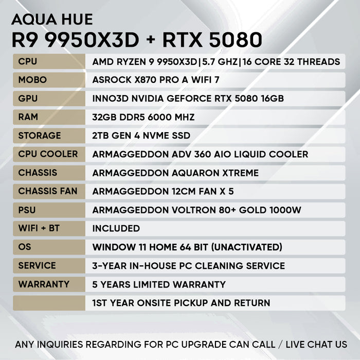 Armaggeddon High-End Gaming PC – AMD Ryzen 9 9950X3D + RTX 5080 | Extreme Performance Build