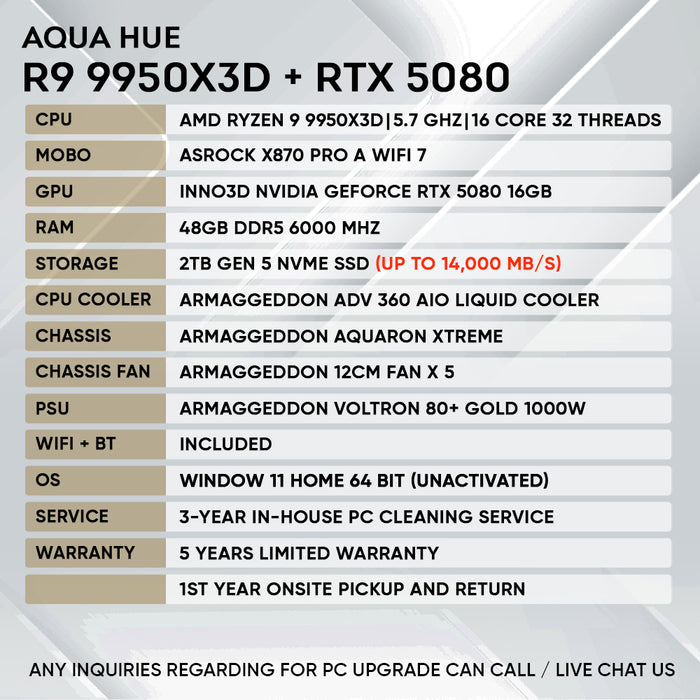 RYZEN 9 9950X3D + RTX 5080 (GEN 5 NVME)