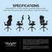 Armaggeddon Flexion Air Ergonomic Mesh Office Chair 4D Adjustable Armrests, 120° Tilt, Class 3 Gas Lift, 120kg Support
