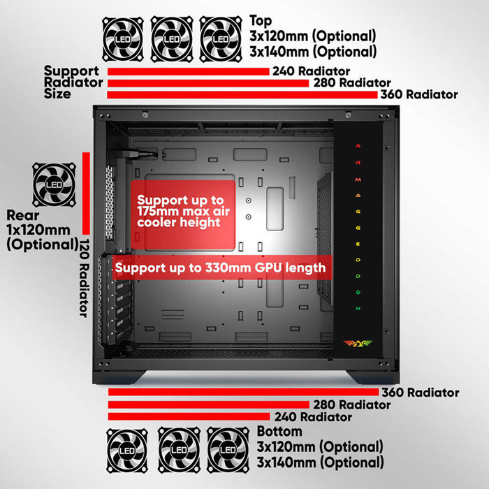 ARMAGGEDDON CORE 13 AIR PC chassis detail view