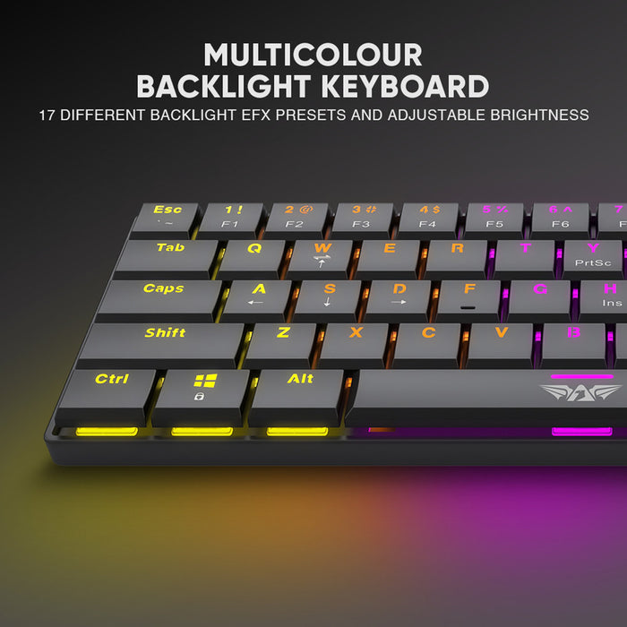 Armaggeddon SMK 1C Psychsparrow 61 Key Low Profile Mechanical Gaming Keyboard Hot Swappable, USB-C, Multicolour Backlight