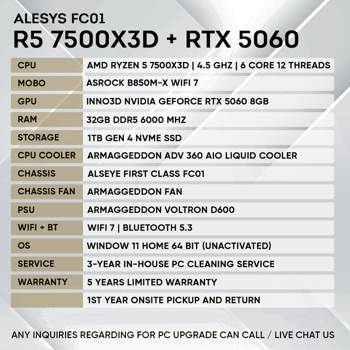RYZEN 5 7500X3D + RTX 5060 (SPACE FIRST CLASS-01)