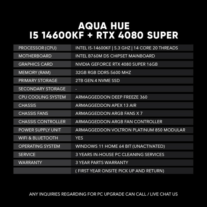 Aqua Hue | I5 14600KF + RTX 4080 Super