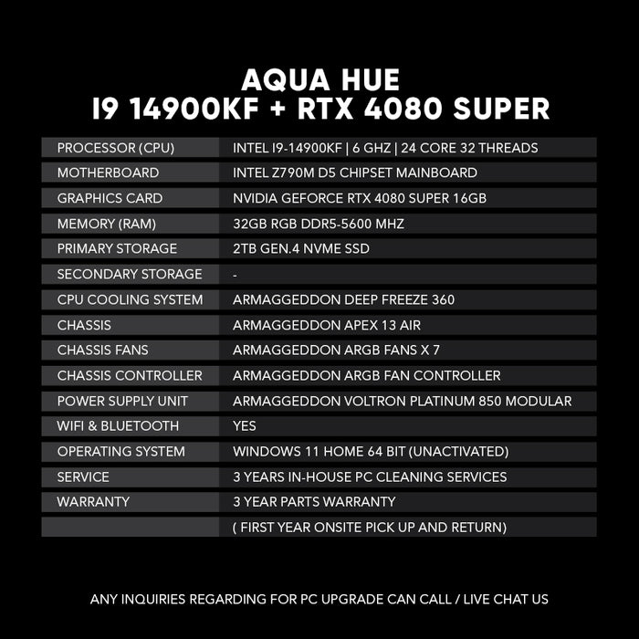 Aqua Hue | I9 14900KF + RTX 4080 Super