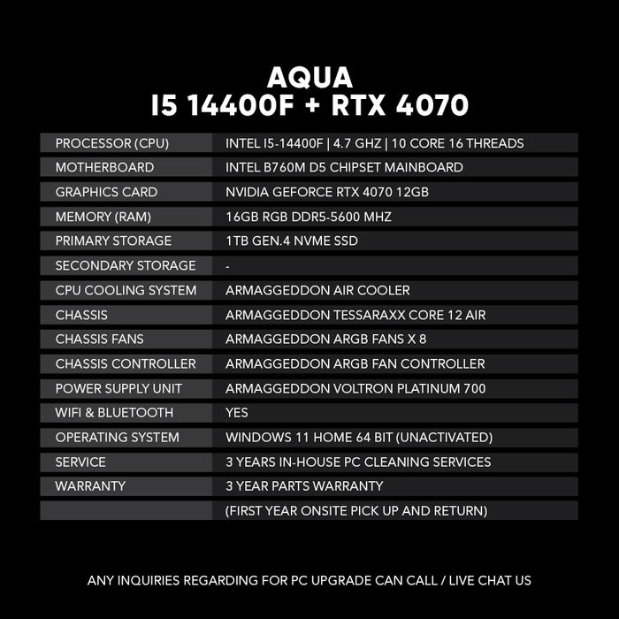 Aqua | I5 14400F + RTX 4070
