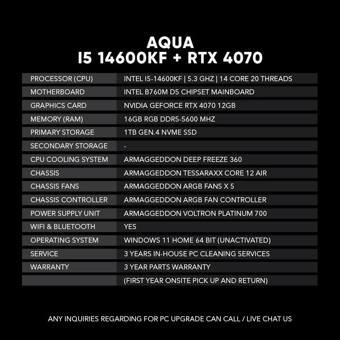 Aqua | I5 14600KF + RTX 4070