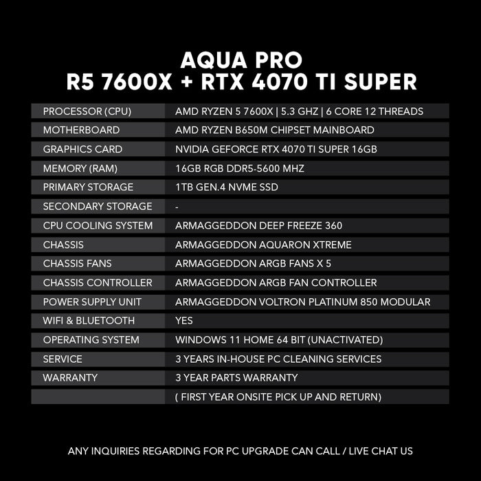 Aqua Pro | R5 7600X + RTX 4070TI Super