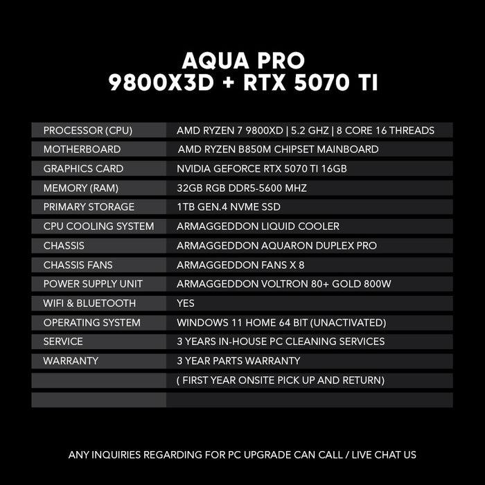 AQUA PRO R7 9800X3D + RTX 5070 Ti