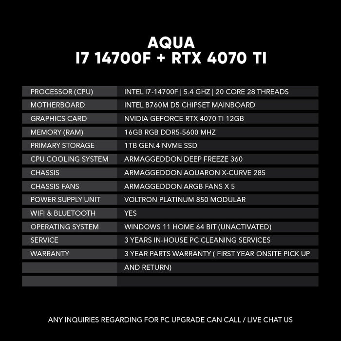 AQUA I7 14700F+RTX-4070Ti