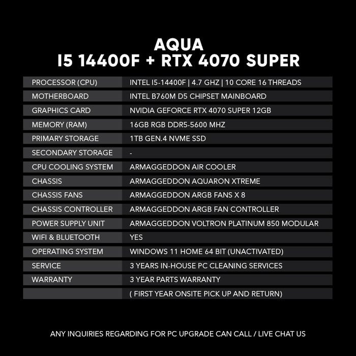 Aqua | I5 14400F + RTX 4070 Super