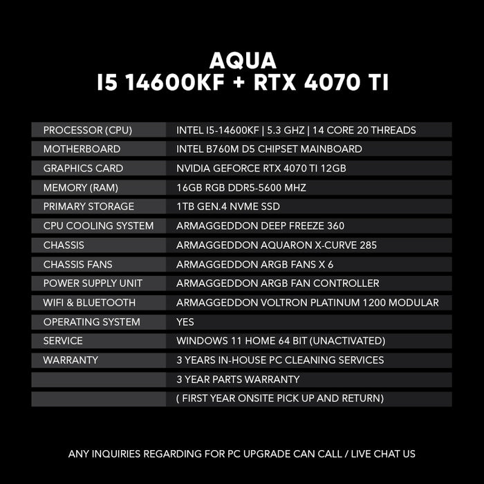 AQUA l I5 14600KF + RTX 4070 TI