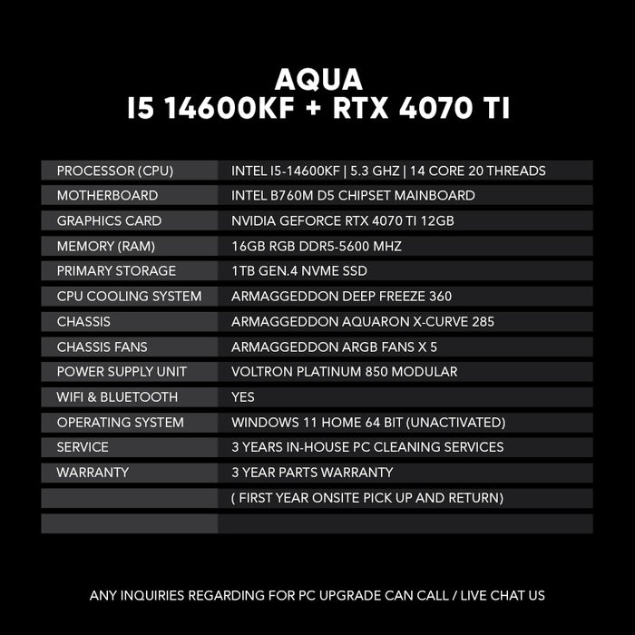 AQUA l I5 14600KF + RTX 4070 TI