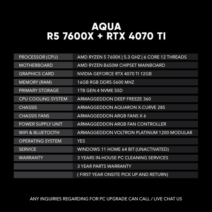 AQUA l R5 7600X + RTX 4070 TI