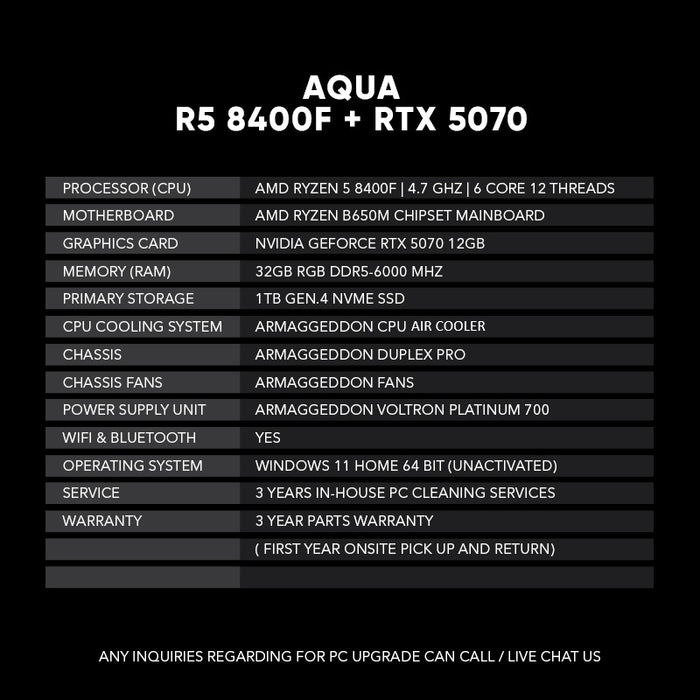 AQUA R5 8400F + RTX 5070