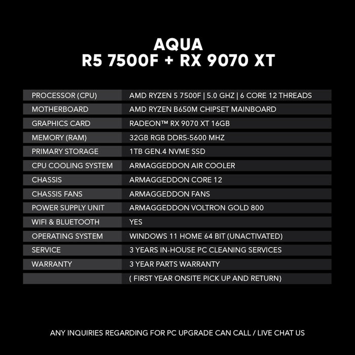 AQUA | R5 7500F + RX 9070XT