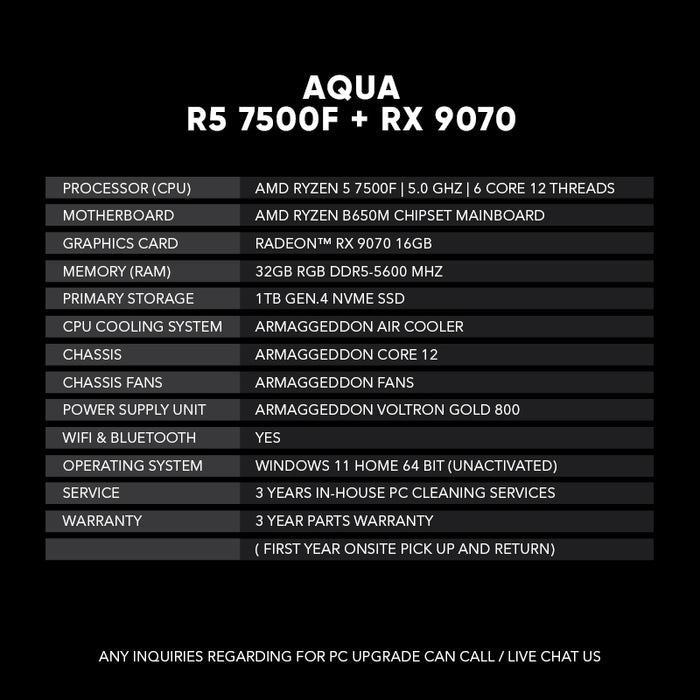 AQUA | R5 7500F + RX 9070