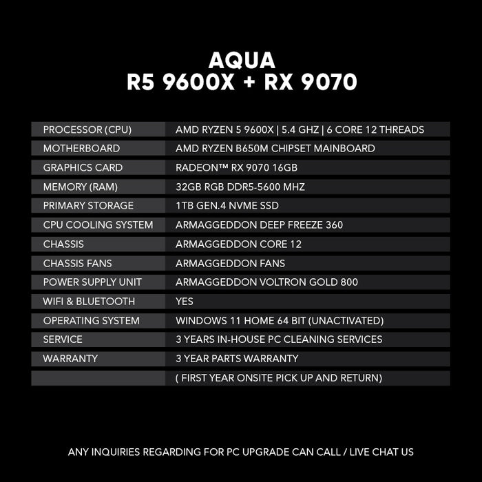 AQUA | R5 9600X + RX 9070