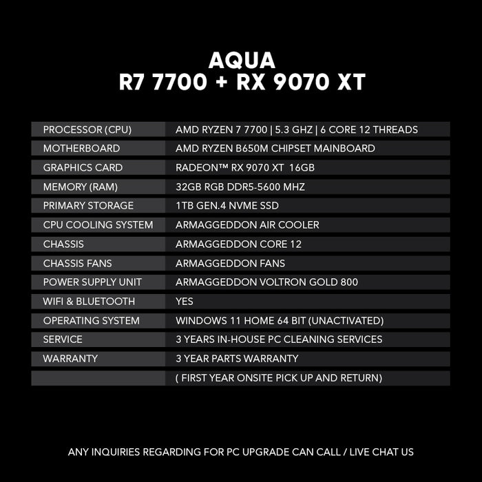 AQUA | R7 7700 + RX 9070XT