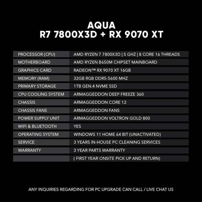 AQUA | R7 7800X3D + RX 9070XT