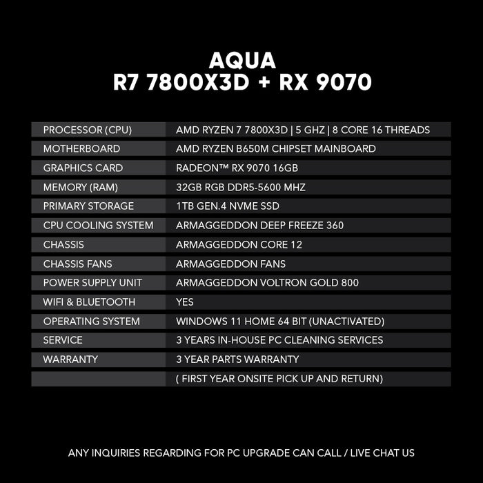 AQUA | R7 7800X3D + RX 9070