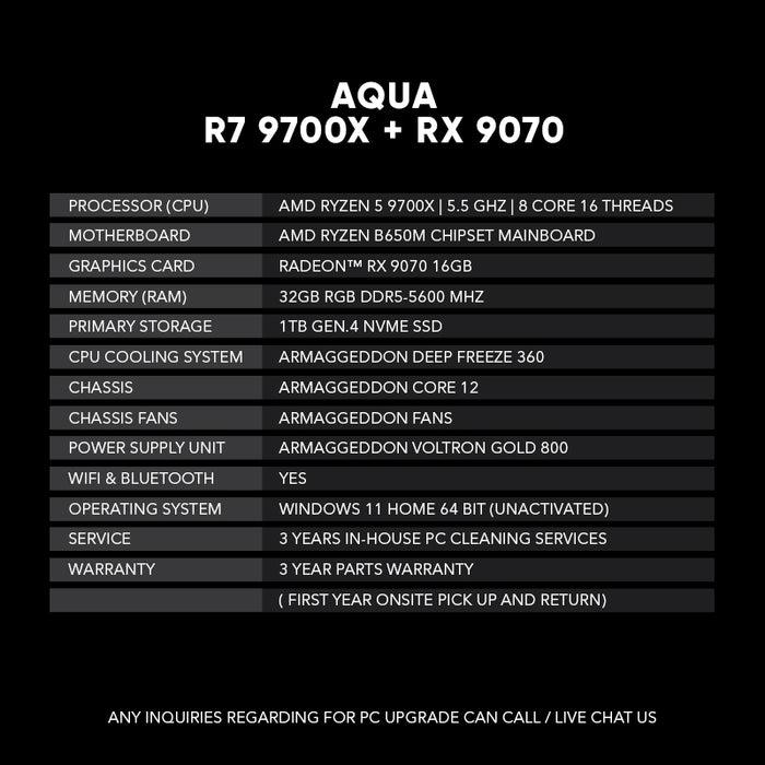 AQUA | R7 9700X + RX 9070