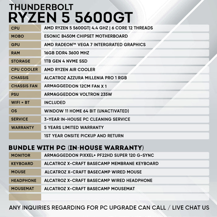 THUNDERBOLT R5 5600GT | BEST VALUE Entry Level for Gaming and Office