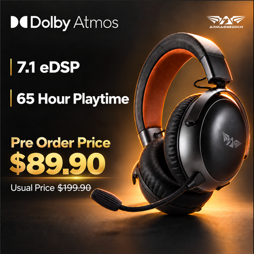 Armaggeddon Orion 7 Dolby Atmos 7.1 eDSP Quad Mode Bluetooth Wireless Headphone