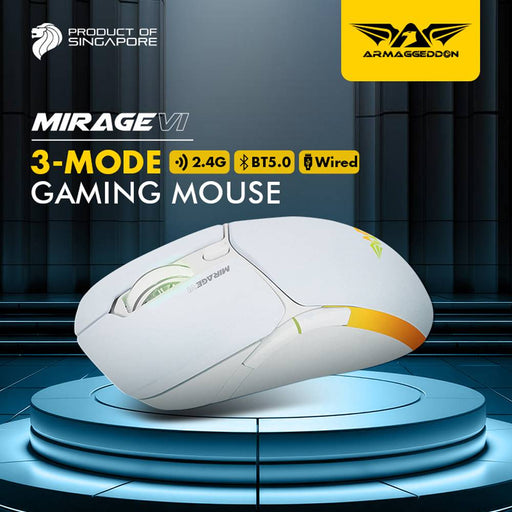 Armaggeddon Mirage VI Tri Mode Wireless Gaming Mouse 10000 CPI, 1000Hz, Bluetooth 5.0, 2.4GHz, USB-C, RGB
