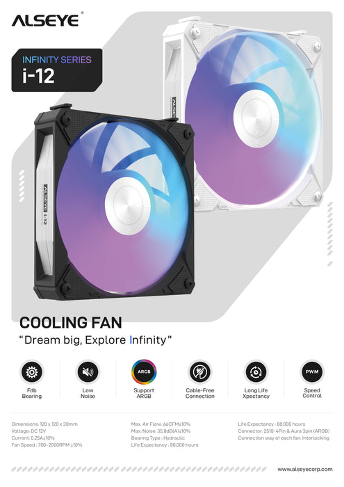 ALSEYE i12-K3 PC cooling fan