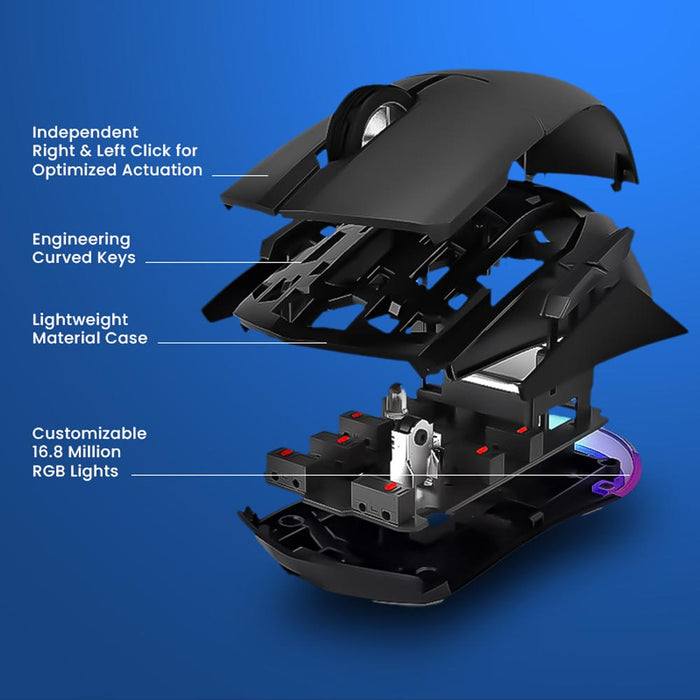 Armaggeddon Falcon V Stealth Wired RGB Gaming Mouse 12000 CPI, 1000Hz Polling Rate, 7 Programmable Buttons, Black/White