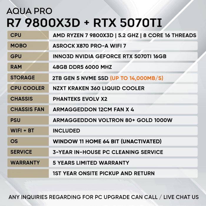 RYZEN 7 9800X3D + RTX 5070 Ti (PREMIUM SET UP)