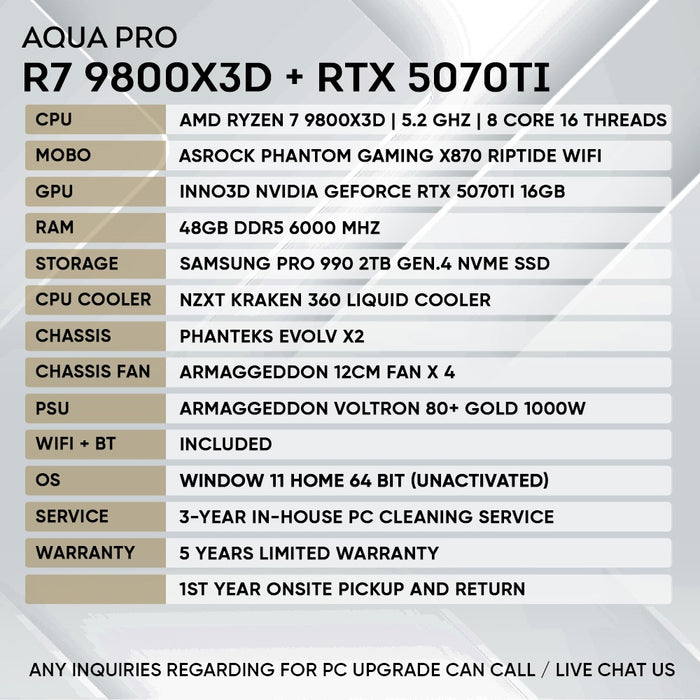 RYZEN 7 9800X3D + RTX 5070 Ti (PREMIUM SET UP)
