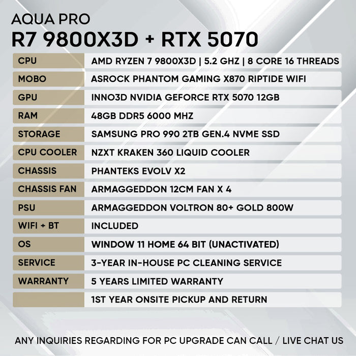 RYZEN 7 9800X3D + RTX 5070 (PREMIUM SET UP)
