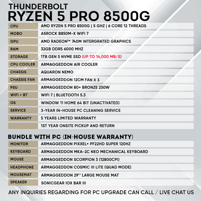 RYZEN 5 PRO 8500G | GEN 5 High Speed Home & Office PC