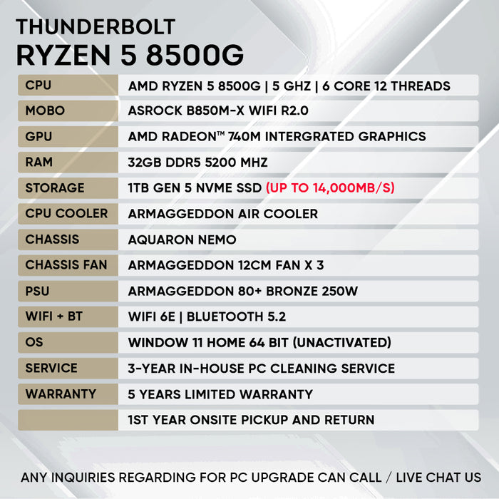 RYZEN 5 8500G | GEN 5 High Speed Home & Office PC