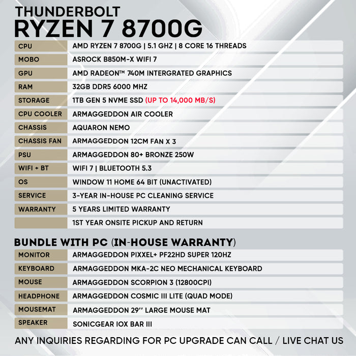 Armaggeddon Workstation PC – AMD Ryzen 7 8700G | Productivity Desktop