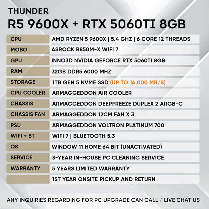 RYZEN 5 9600X + RTX 5060 Ti 8GB (GEN 5 NVME)
