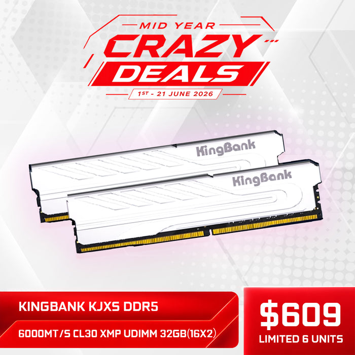 KINGBANK KJXS DDR5 6000MT/s CL30 XMP UDIMM 32GB （16X2）