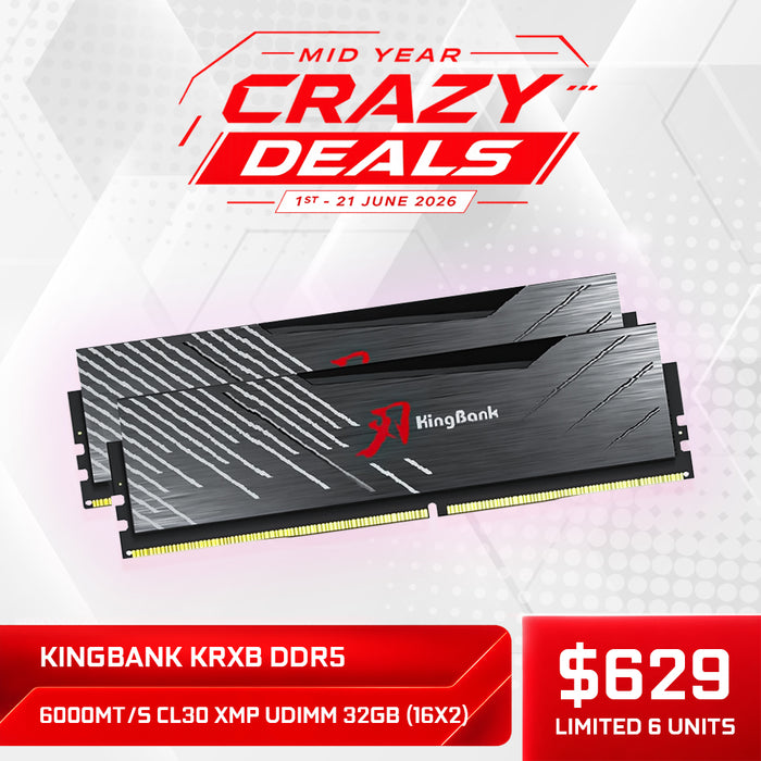 KINGBANK KRXB DDR5 6000MT/s CL30 XMP UDIMM 32GB （16X2)