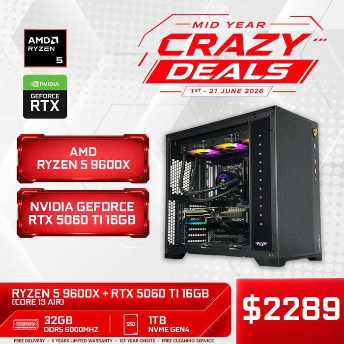RYZEN 5 9600X + RTX 5060 Ti 16GB (CORE 13 AIR)