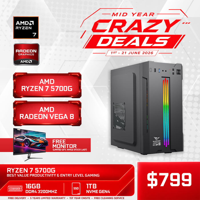 Armaggeddon Workstation PC – AMD Ryzen 7 5700G | Productivity Desktop