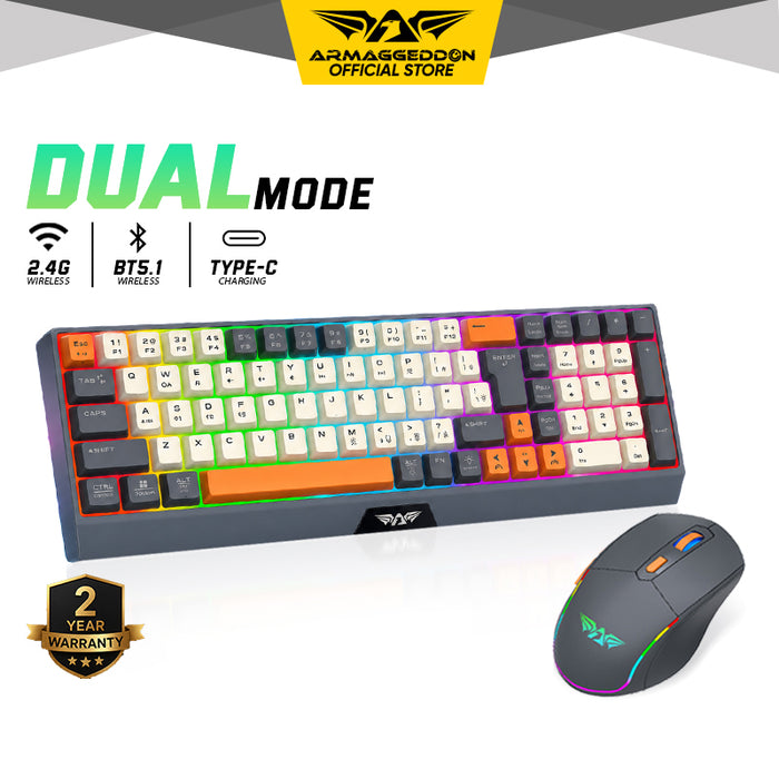 Armaggeddon MM-852R Duo Stealth Wireless Keyboard Mouse Combo Bluetooth 5.1, 2.4GHz, RGB, 85-Key, 3200 CPI