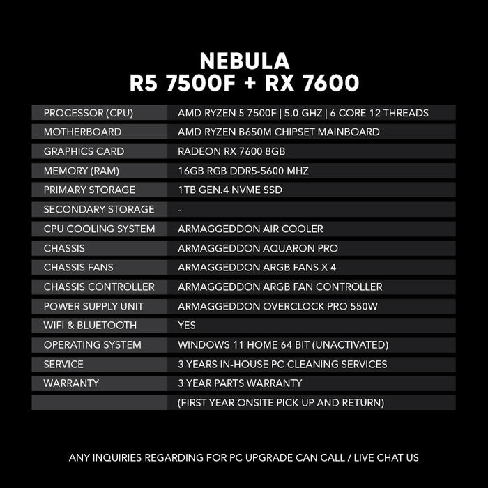Nebula | R5 7500F + RX 7600