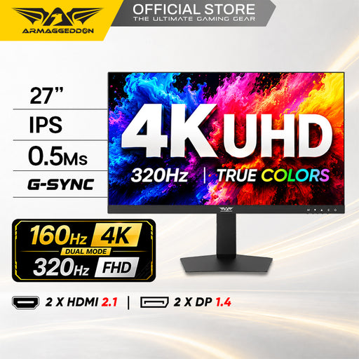 Armaggeddon PXP 27 UXD 27" 4K 160Hz / FHD 320Hz Dual Mode Fast IPS Gaming Monitor 0.5ms HDR400 FreeSync & G-SYNC Compatible