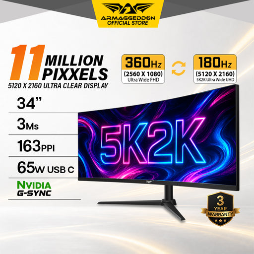 Armaggeddon PXP 34 UXD C 34" 5K2K 360Hz Curved Gaming Monitor