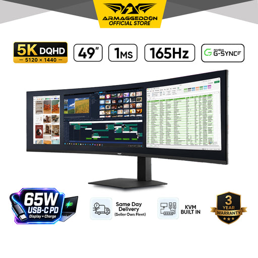 Armaggeddon PXP 49 PRO 49" Curved DQHD 5120x1440 144Hz Ultrawide Gaming Monitor