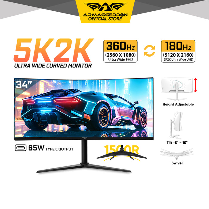 Armaggeddon PXP 34 UXD C 34-Inch Curved 5K2K 360Hz Gaming Monitor