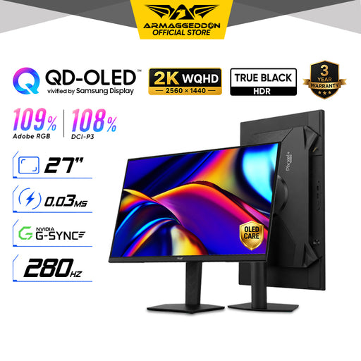 Armaggeddon PXP 27 UXO 27" Samsung QD OLED 280Hz QHD Gaming Monitor